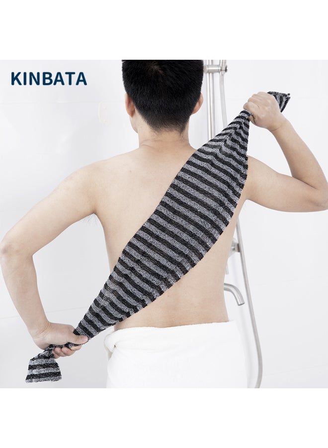 Kinbata Exfoliating Washcloth, Powerful Back Scrubber, Bath Flower, Long Strip Back Scrubber, Double-sided Bath Towel, For Home Use, Striped Style - Image 2