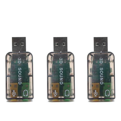 Xiaoyztan 3 Pcs 3D External Drive-Free USB Sound Card 5.1 Channel USB Audio Adapter with 3.5mm Audio Jacks, Black - Image 1