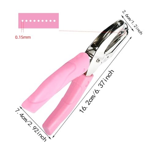 yuntop Handheld Hole Paper Punch Puncher for Craft Paper Tags Clothing Ticket DIY Scrapbook Tool, with Pink Soft Handheld Grip (Small Circle 1/16 inch) - Image 2