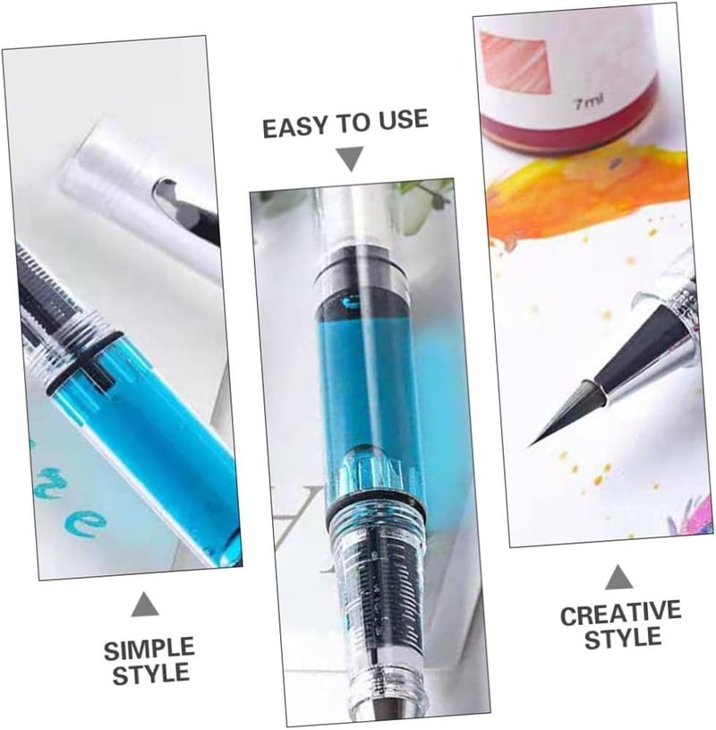 4Pcs Refillable Watercolor Brush Pen Transparent Body Ink Pen for Calligraphy Drawing Compact Portable for Students Artists Versatile Paint Brush Pens - Image 3