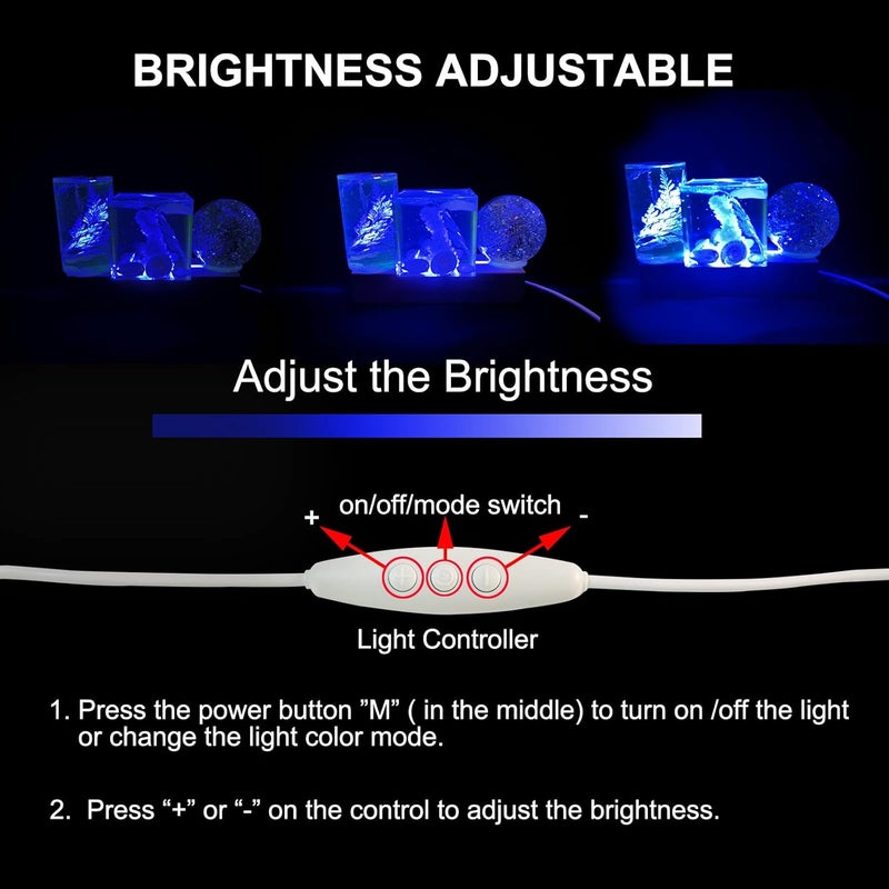 Voaesdk 2PCS 6 Inch Rectangle Display Pedestal, Colorful Rectangle Led Lights Display Base, Wooden Lighted Base Stand for Crystal Display Acrylic Plated Glass Resin Art Pedestal Paperweights - Image 4