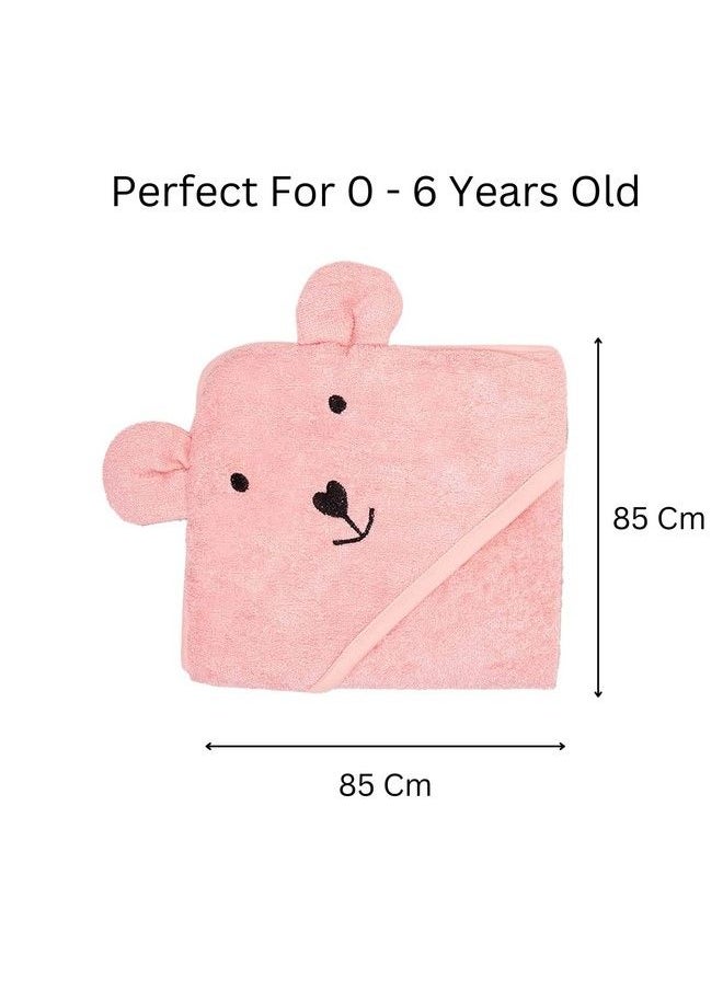 THEONI - Hooded Bamboo Towel ; Cotton Towel For Kids ; 400 Gms 85X85 Cm ; Pack Of 1 Peach Colour Newborninfants And Toddler Suitable For Baby Gifts (Peach) - Image 1
