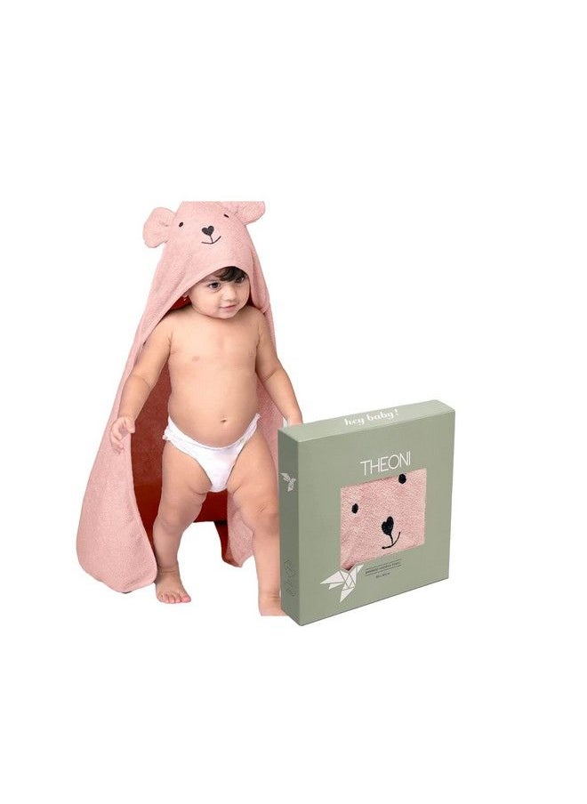 THEONI - Hooded Bamboo Towel ; Cotton Towel For Kids ; 400 Gms 85X85 Cm ; Pack Of 1 Peach Colour Newborninfants And Toddler Suitable For Baby Gifts (Peach) - Image 1