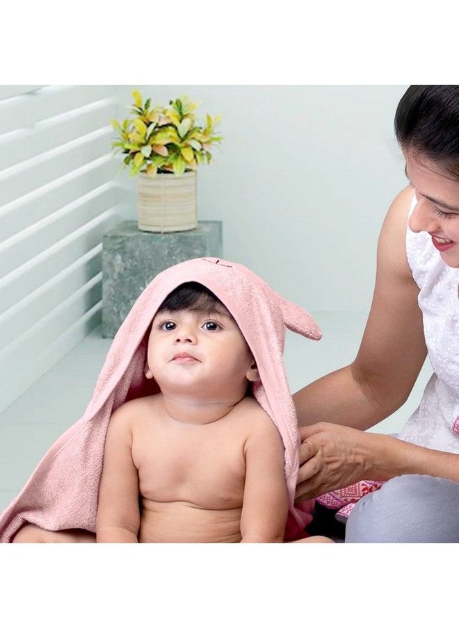 THEONI - Hooded Bamboo Towel ; Cotton Towel For Kids ; 400 Gms 85X85 Cm ; Pack Of 1 Peach Colour Newborninfants And Toddler Suitable For Baby Gifts (Peach) - Image 1