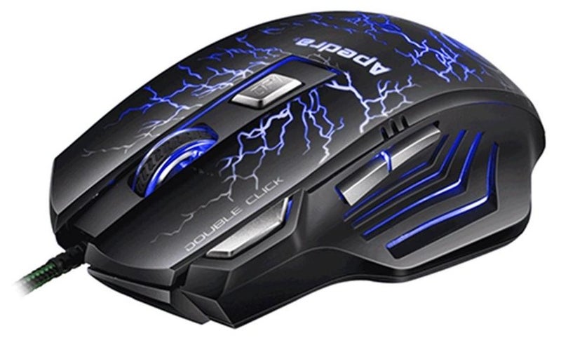 أبيدرا ماوس ألعاب ضوئي سلكي بمنفذ USB و7 أزرار ماكرو ديفينيشن - أسود