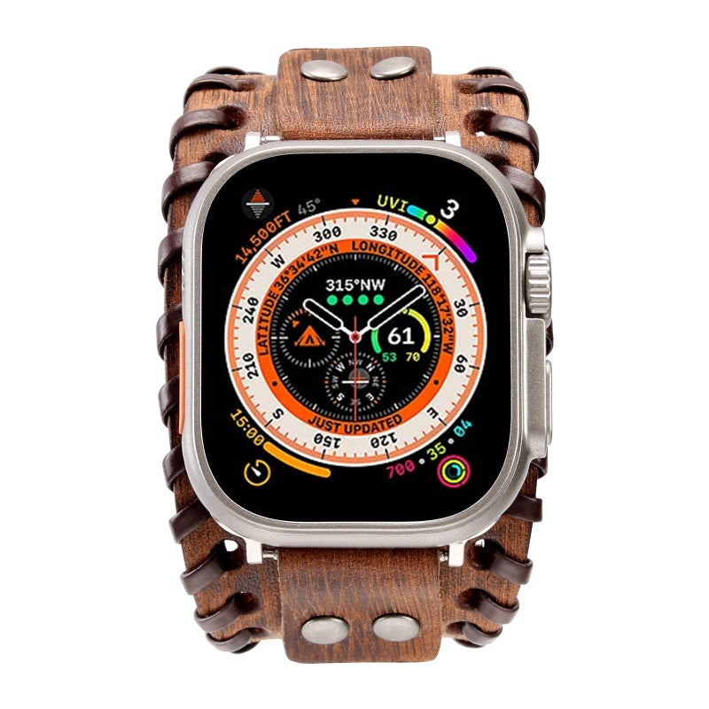 KONAFEI Compatible with Apple Watch Band 49mm 46mm 45mm 44mm 42mm 41mm 40mm 38mm iWatch Ultra Series 10/9/8/7/SE/6/5/4/3/2/1 for Men Women, Leather Handmade Cuff Bracelet Woven Vintage Strap, Brown - Image 2