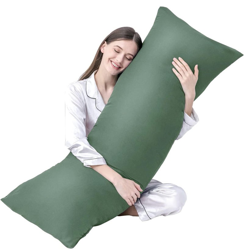 DOWNCOOL Large Body Pillow Insert Breathable Full Body Pillow for Side Sleeper  Soft Long Bed Pillow for Adults  20 x 54 inch Green