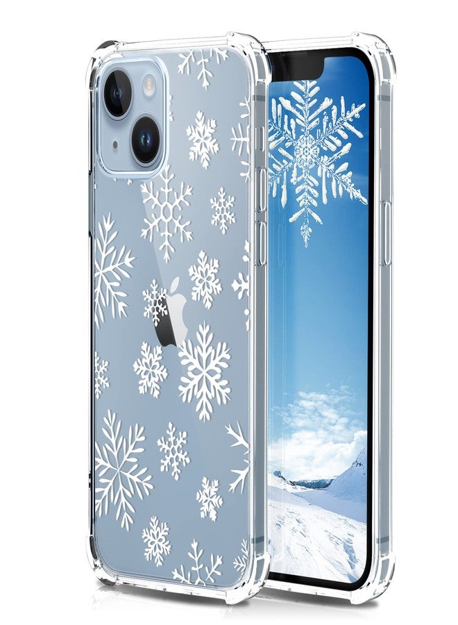 يبو جراب YEPO شفاف لهاتف iPhone 14 بتصميم ندفة الثلج، جراب حماية نحيف مقاوم للصدمات، مناسب للفتيات والأطفال والنساء، لهاتف iPhone 14 بشاشة 6.1 بوصة. - Image 1