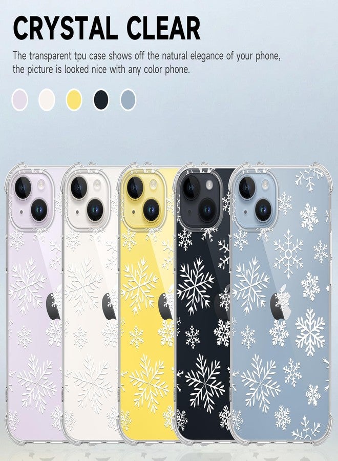 يبو جراب YEPO شفاف لهاتف iPhone 14 بتصميم ندفة الثلج، جراب حماية نحيف مقاوم للصدمات، مناسب للفتيات والأطفال والنساء، لهاتف iPhone 14 بشاشة 6.1 بوصة. - Image 3