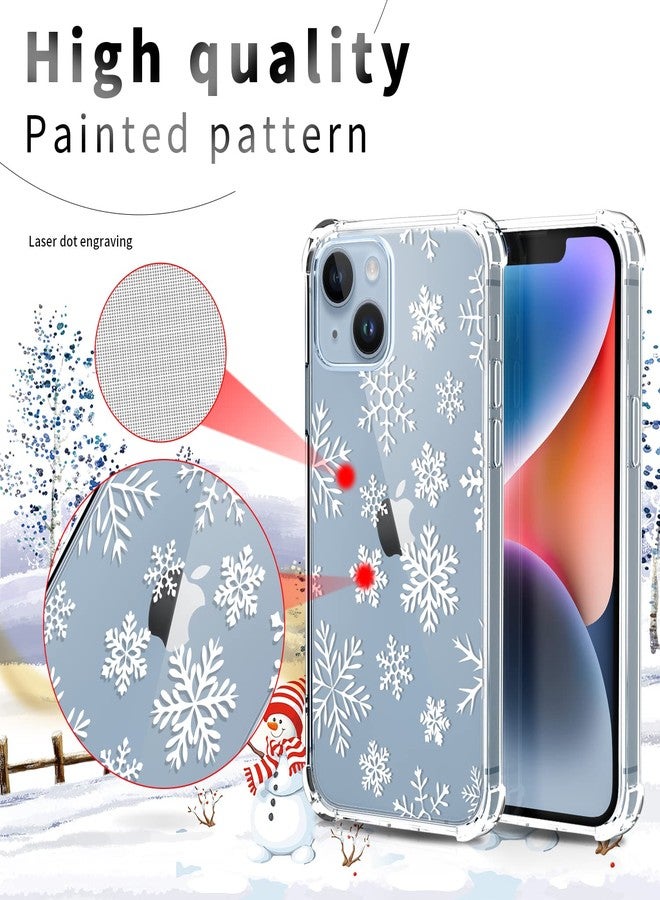 يبو جراب YEPO شفاف لهاتف iPhone 14 بتصميم ندفة الثلج، جراب حماية نحيف مقاوم للصدمات، مناسب للفتيات والأطفال والنساء، لهاتف iPhone 14 بشاشة 6.1 بوصة. - Image 4