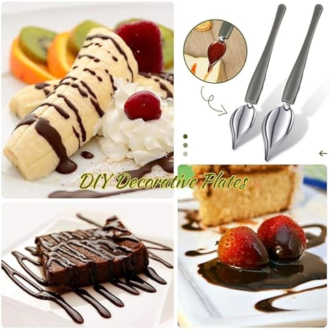 Bukela 3 Pieces Candy Dipping Tools Chocolate Dipping Fork Spoons Set 2 Pieces Culinary Decorating Spoons Chef Art Pencil For Decorative Plates Stainless Steel Chef Spoon - Image 5