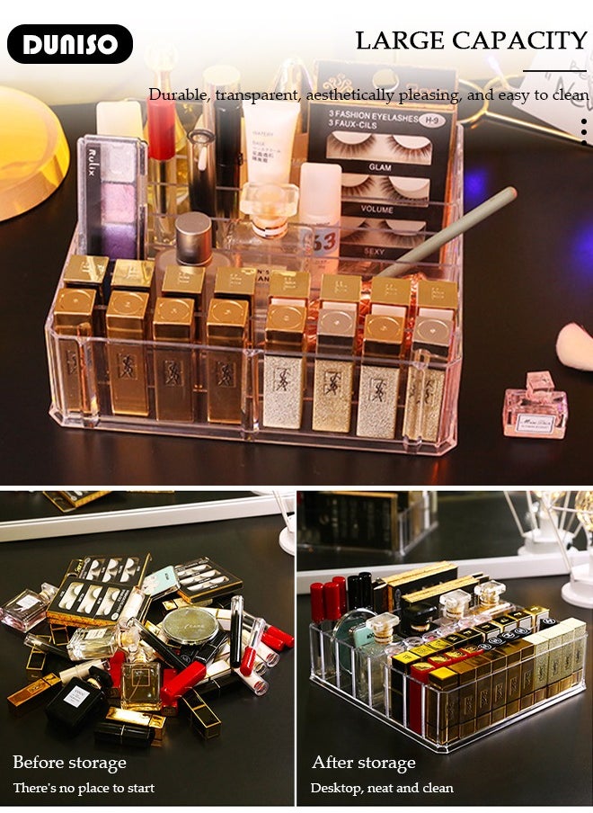 DUNISO Acrylic Eyeshadow Palette Makeup Organizer, 8-Section Divided Cosmetic Storage, Makeup Palette Organizer for Bathroom, Removable Desktop Transparent Shelf, Small Cosmetic Storage Box for Cosmetic,Eye Shadow,Sunglasses and Wallets  - Image 5