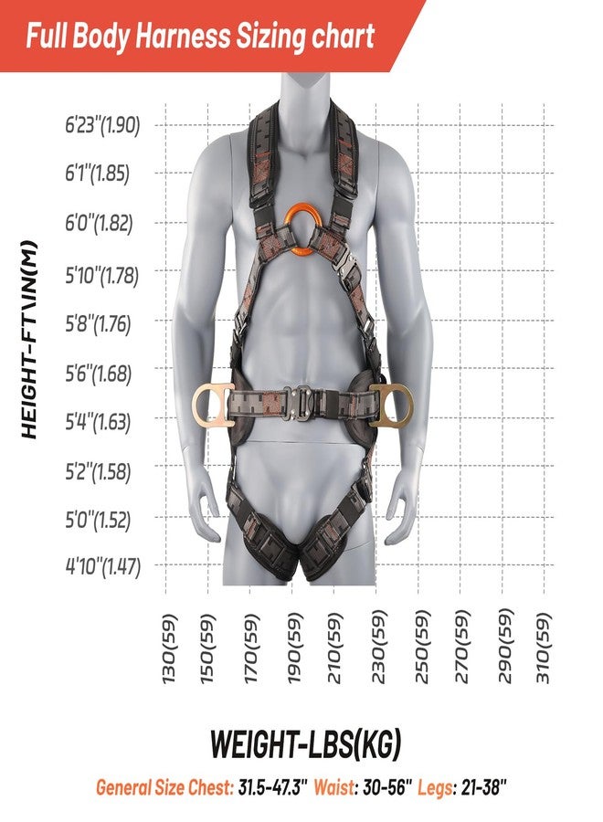QFU Full-body safety harness with fall arrest kit, padded on the shoulders, waist, and legs, upgraded quick-release buckle, meets ANSI standards, suitable for roofing, construction, and industrial use - Image 4