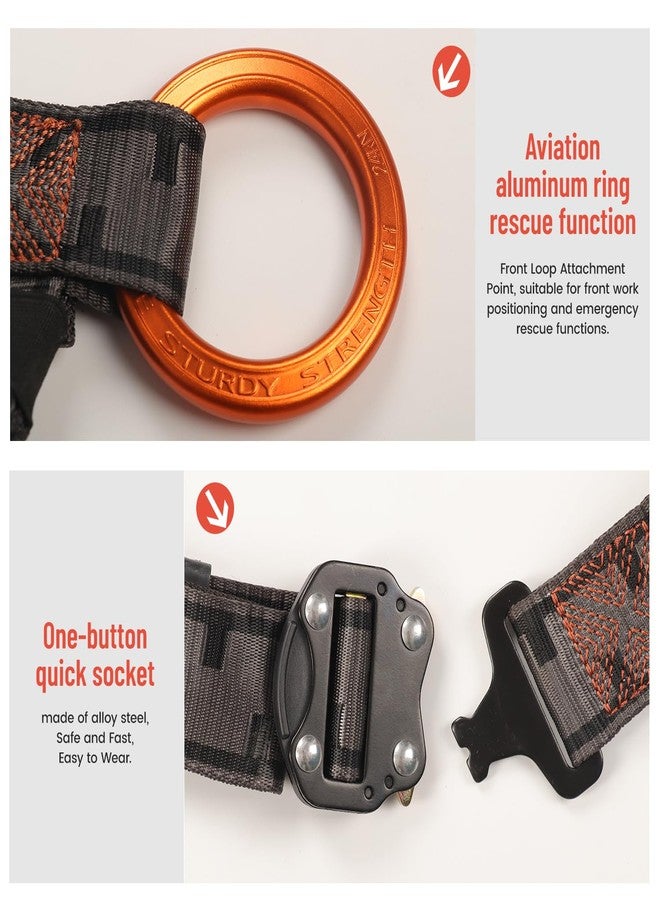QFU Full-body safety harness with fall arrest kit, padded on the shoulders, waist, and legs, upgraded quick-release buckle, meets ANSI standards, suitable for roofing, construction, and industrial use - Image 5