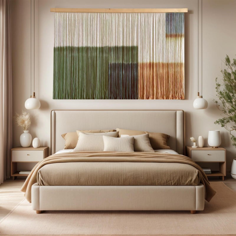 Sdjazl Woven Boho Macrame Wall Hanging Home Decor Tapestry Dip-Dyed Large Macrame Wall Art Colorful Mountain Landspace for Living room (green1) - Image 5