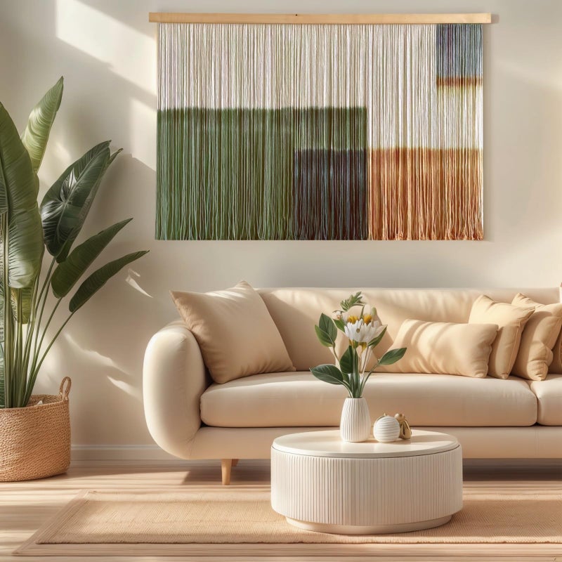 Sdjazl Woven Boho Macrame Wall Hanging Home Decor Tapestry Dip-Dyed Large Macrame Wall Art Colorful Mountain Landspace for Living room (green1) - Image 1