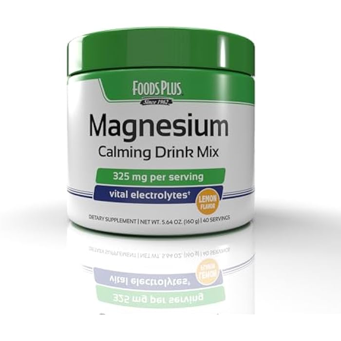 FoodsPlus Magnesium Calming Drink Mix, Magnesium Citrate Supplement, Calming Magnesium, Vital Electrolytes, Supports Sleep and Wellbeing, Lemon Flavor, 40 Servings - Image 1