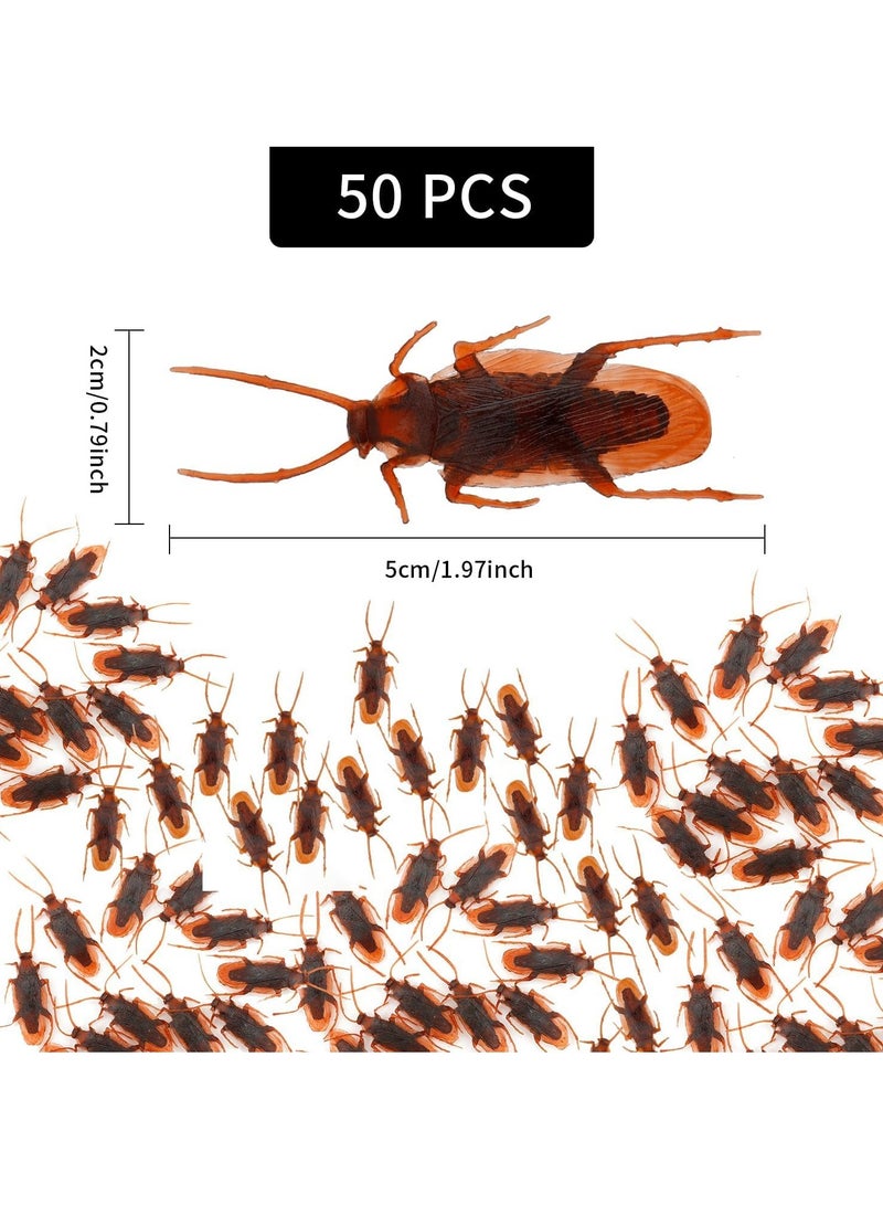 Excefore 100PCS Fake Roaches, Prank Fake Cockroaches, Realistic Fake Cockroaches Funny Trick Joke Toys, Plastic Fake Roach Bugs Prank Novelty Gag Gifts for   Party Decoration, Brown  - Image 2