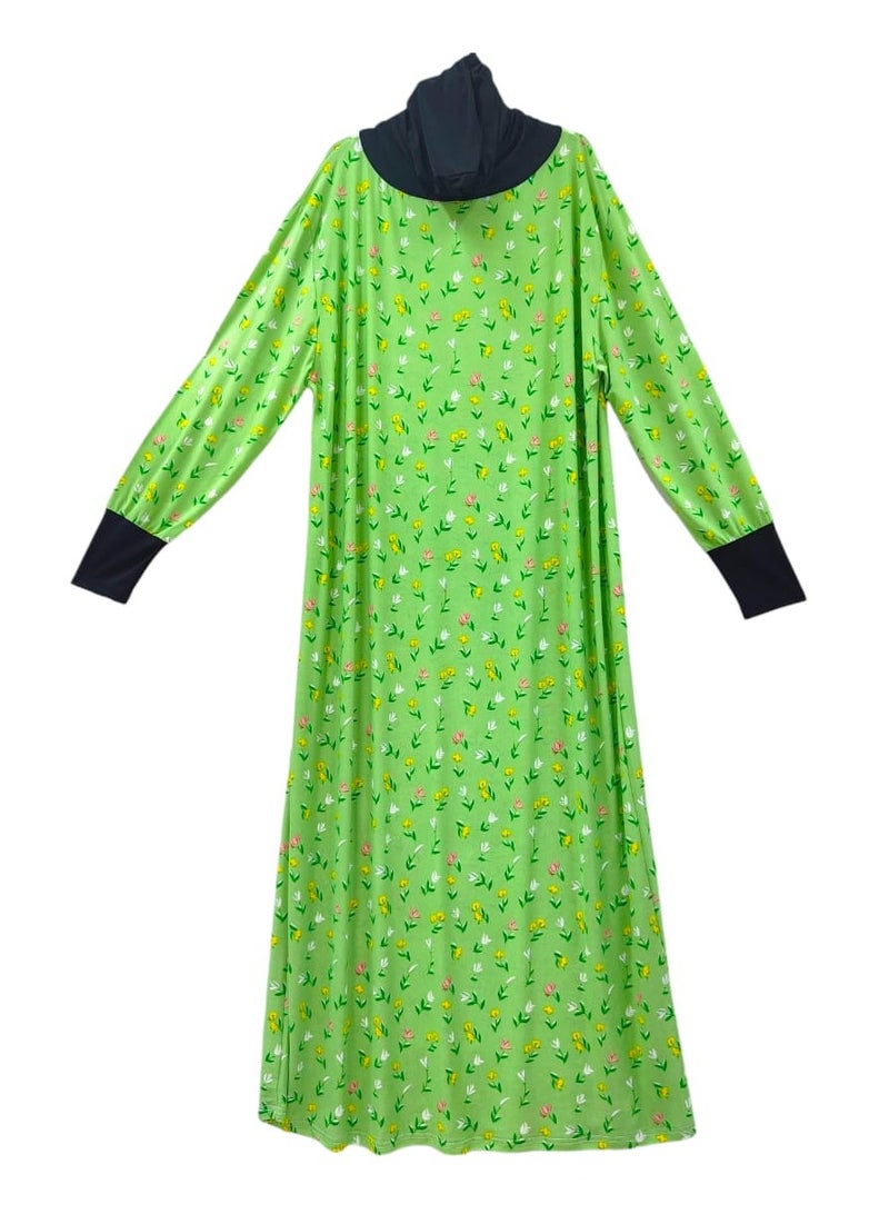 Dee's Fashion Women's printed Prayer Gown, Full Length Modest Islamic Robe, Long Sleeves, Comfortable and Elegant  - Image 2