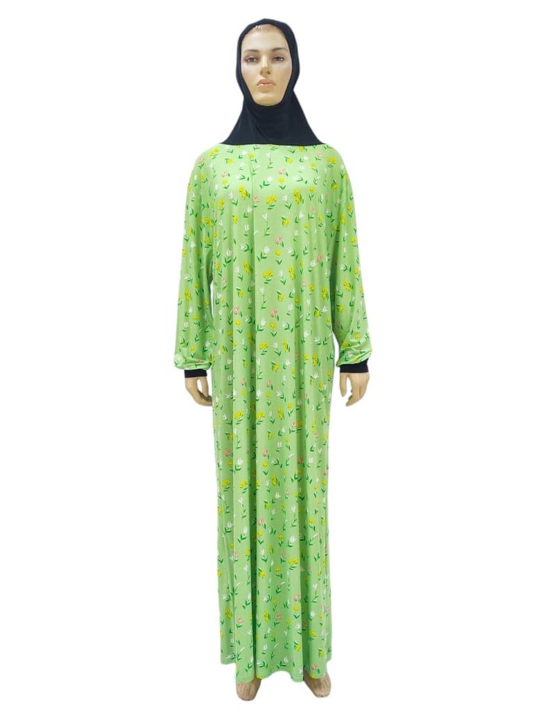 Dee's Fashion Women's printed Prayer Gown, Full Length Modest Islamic Robe, Long Sleeves, Comfortable and Elegant  - Image 3