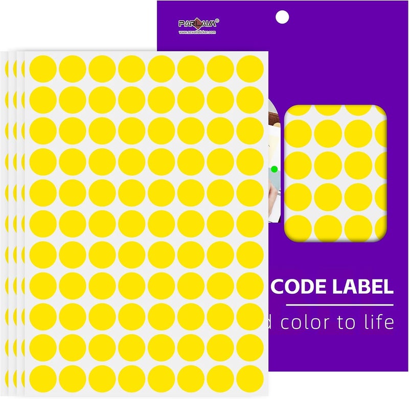 PARLAIM 3/4 Inch Color Coding Dot Sticker Labels,1320 Pcs/15P Yellow Circle Stickers,Round Dots Label for Home Office Marking,Organizing(Yellow) - Image 1