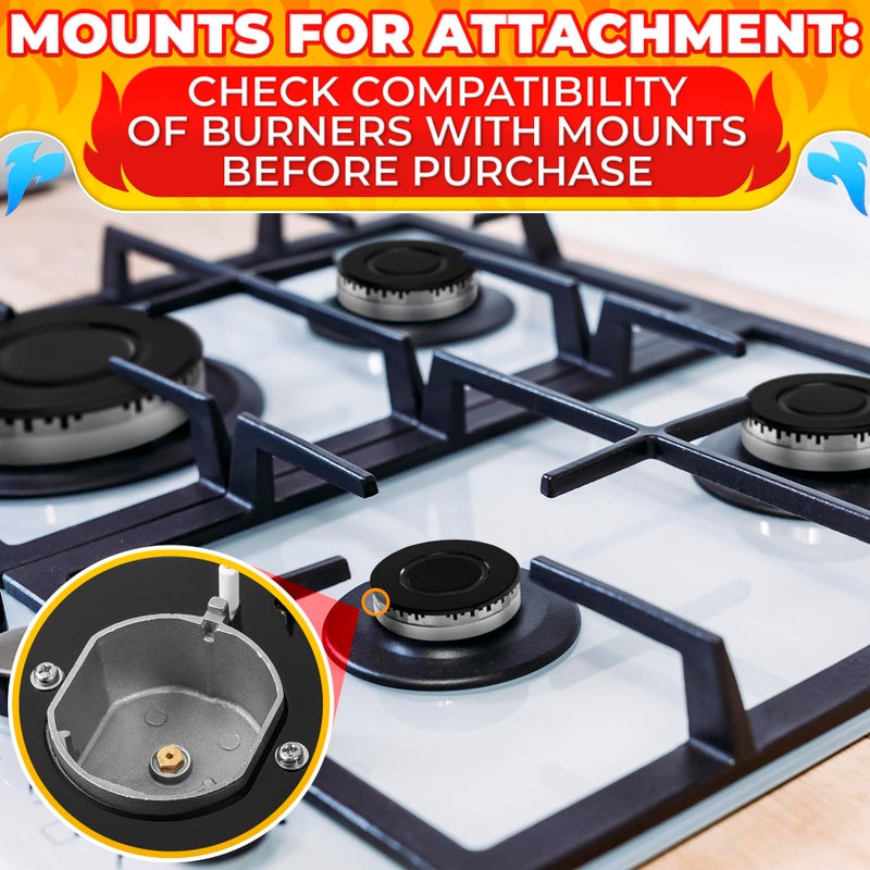 LIBERHAUS 4 Pcs Gas Stove Burner Replacement - Gas Stove Burner Caps with Zinc Alloy Build, Uniform Flame Distribution, 3.7" 2.62" 1.87" Size, Compatible with Sabaf Stoves - Measure Burners Before Purchase - Image 3