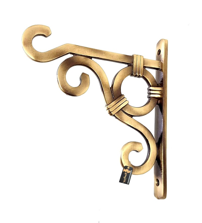 Two Moustaches Ethnic Carved Brass Wall Lantern Diya Hanger Planter Hangers Lanterns Wind Chimes Hanging Baskets Ornaments Diya Hanger Brass 6 x 1 x 7 inch Brown Pack of 1 - Image 5