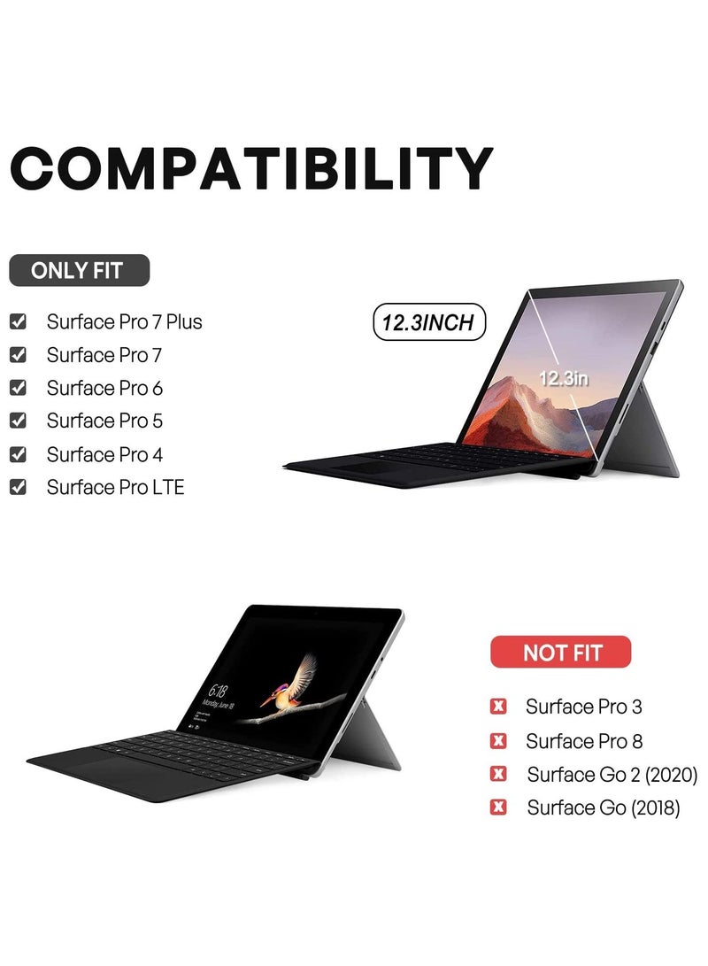 Procases ProCase Surface Pro 7 Plus (2021), Pro 7, Pro 6, Pro 5, Pro 4, Pro LTE 12.3" Case, Rugged Protective Cover with Pencil Holder and Hand Strap, Compatible with Type Cover Keyboard Kickstand -Black - Image 2