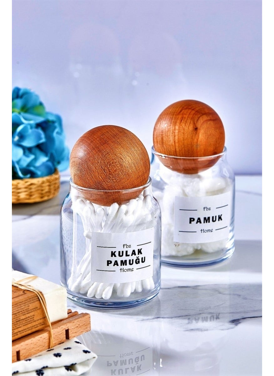 Fbz Home Glass Decorative Ball Lid Bud and Cotton Jar 300 ml  - Image 3