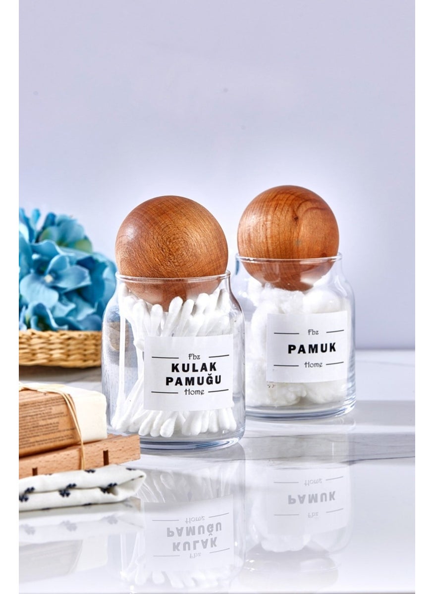 Fbz Home Glass Decorative Ball Lid Bud and Cotton Jar 300 ml  - Image 1