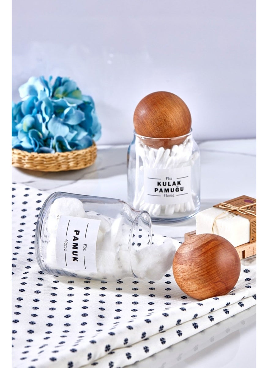 Fbz Home Glass Decorative Ball Lid Bud and Cotton Jar 300 ml  - Image 2