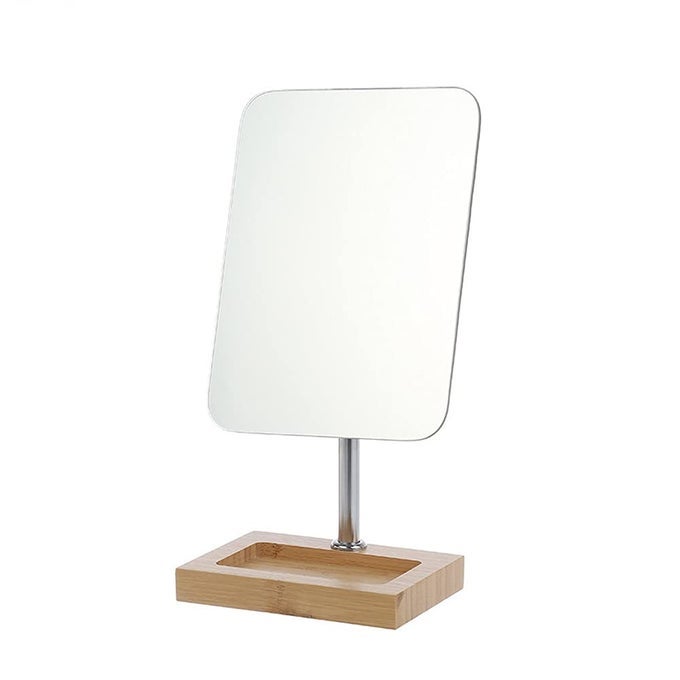 WOODEN DESKTOP MIRROR WITH STAND TABLETOP FULL LENGTH MAKEUP VANITY MIRROR FOR BATHROOM BEDROOM RECTANGLE