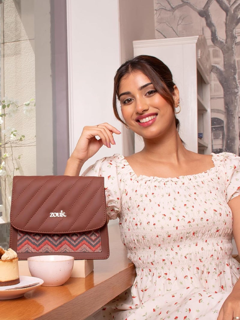 ZOUK حقيبة كتف بسحاب مغلق من الجلد النباتي للنساء والفتيات - Image 2