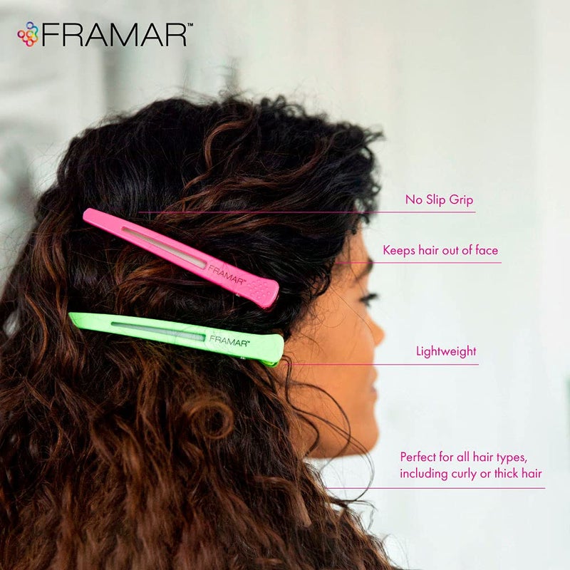 Framar Neon Creaseless Hair Clips 10 pack â€“ Professional Salon Hair Clips for Styling Sectioning, Hair Styling Clips, Hair Clip For Sectioning, Hair Sectioning Clips â€“ Prevents Creases Or Dents - Image 4