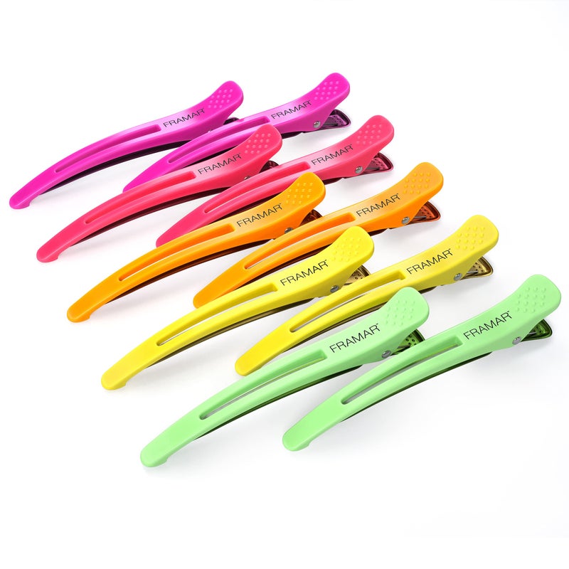 Framar Neon Creaseless Hair Clips 10 pack â€“ Professional Salon Hair Clips for Styling Sectioning, Hair Styling Clips, Hair Clip For Sectioning, Hair Sectioning Clips â€“ Prevents Creases Or Dents - Image 1