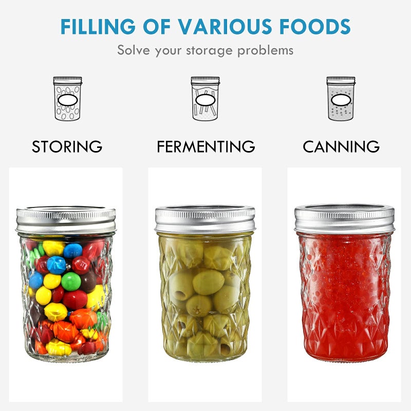 Yeboda 12 Pack Mason Jars 8 Oz Glass Jars With Lids And Bands Canning Jars Ideal For Preserving Jam Honey Jelly Wedding Favors Shower Favors Sauces Yogurt Diy Spice Jars - Image 5