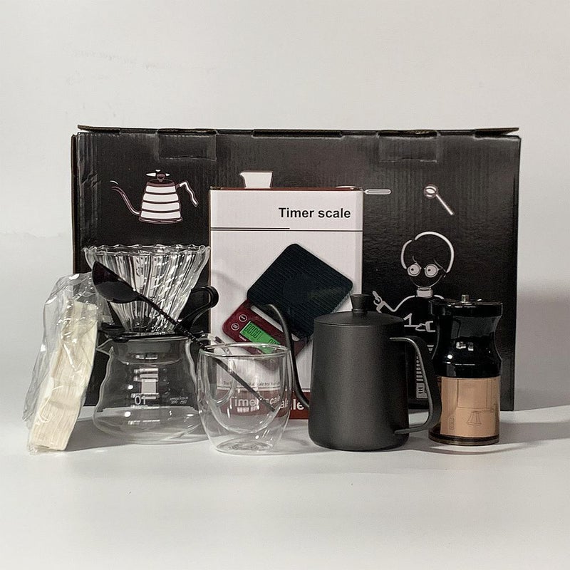 Factory For Storage Travel Hand Coffee Pot Set Hand Grinding Coffee Pot Full Set Of Utensils Filter Cup Hand Pot Combination - Image 5