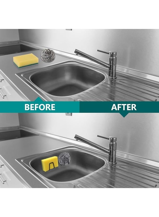 10-Pack Sticky Sponge Holder for Kitchen Sink, Stainless Steel Scrubber Hanger with Strong Adhesive, Black - Image 3
