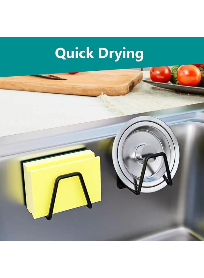 10-Pack Sticky Sponge Holder for Kitchen Sink, Stainless Steel Scrubber Hanger with Strong Adhesive, Black - Image 2