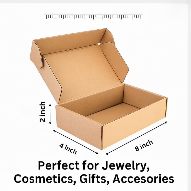 PackGenie 3 Ply BROWN Flap Corrugated Packaging Box, Size 8X4X2 Inches Paper Cardboard for Secure Shipping | Durable & Eco-Friendly Packaging Inches Pack of 10 - Image 2
