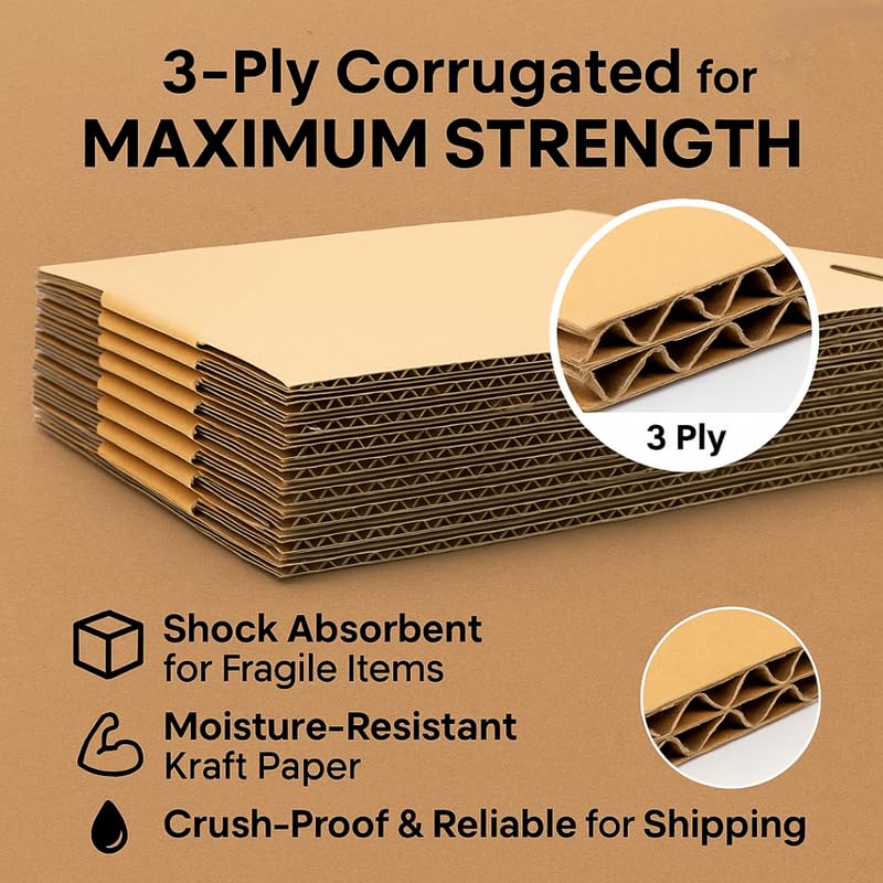 PackGenie 3 Ply BROWN Flap Corrugated Packaging Box, Size 8X4X2 Inches Paper Cardboard for Secure Shipping | Durable & Eco-Friendly Packaging Inches Pack of 10 - Image 4