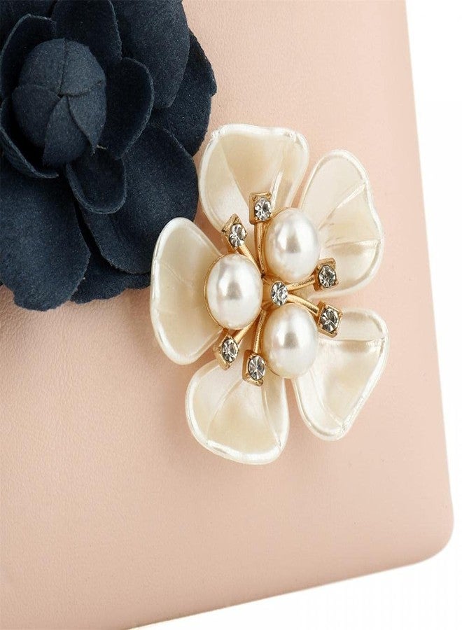 Gets PU Leather Purses and Handbags for Women Floral Beaded Embellished Clutch Bag Elegant Banquet Wedding Evening Handbags Crossbody Bag (White) - Image 2