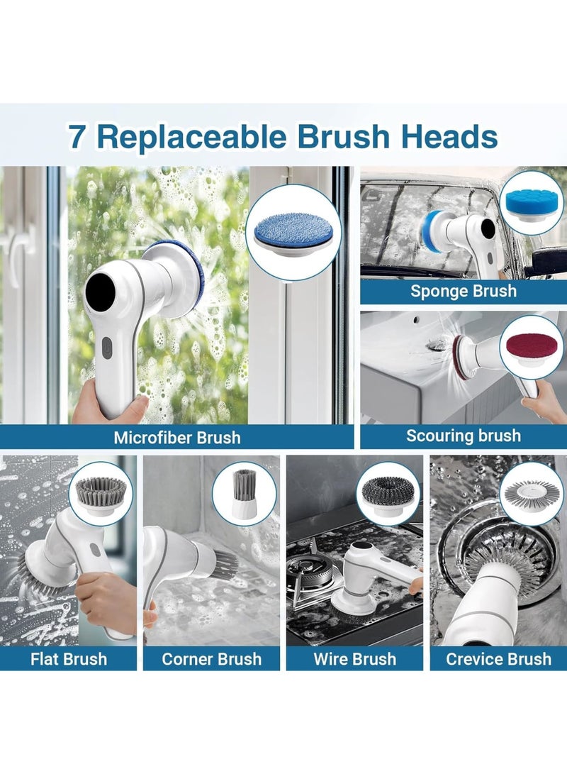 SOLARAE Electric Spin Scrubber, Cordless Cleaning Brush with 7 Replaceable Brush Heads, IPX7 Waterproof 360 Power Scrubber with Display, Handheld Brush Floor Scrubber for Bathtub, Kitchen, Window - Image 5