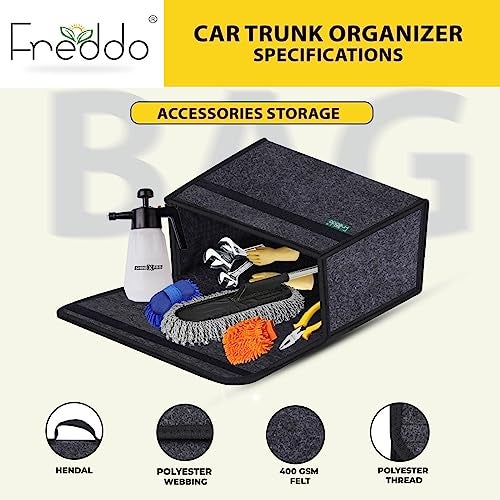 FREDDO Car Boot Organizer Storage Bag | Multipurpose Utility Bag for Tools, Accessories & Home Use | Medium | Black | Pack of 1 - Image 3