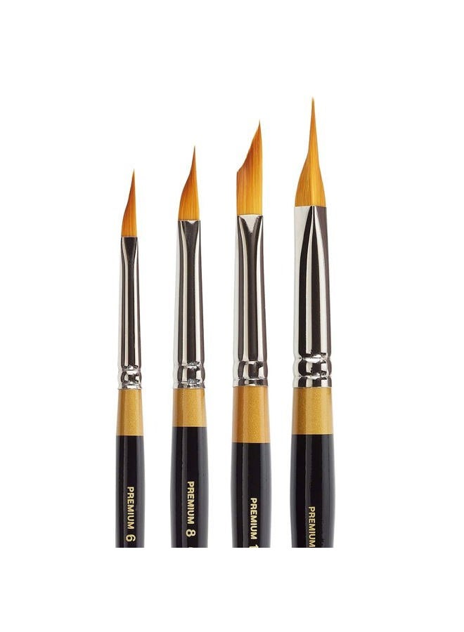 KINGART B-092 Premium 4 pc. Original Gold 9900 Series Miracle Wedge Artist Brush Set, Synthetic Golden Taklon Hair for Acrylic, Oil, Watercolor and Gouache Paint, Short Handle, 4 Sizes: 6, 8, 10, 12 - Image 2