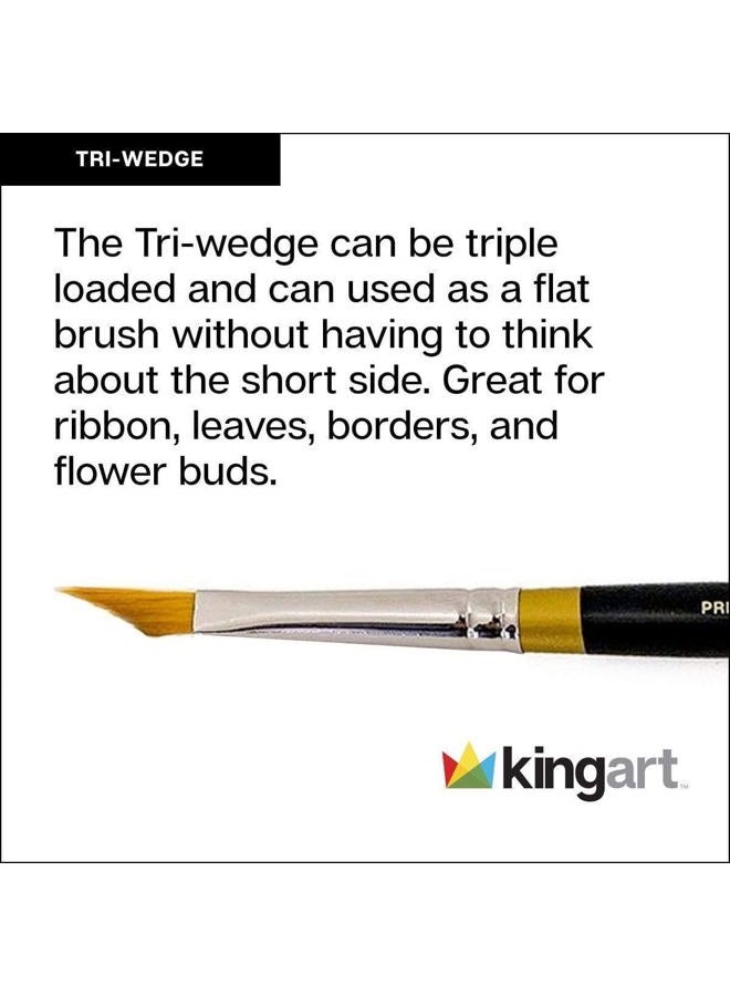 KINGART B-092 Premium 4 pc. Original Gold 9900 Series Miracle Wedge Artist Brush Set, Synthetic Golden Taklon Hair for Acrylic, Oil, Watercolor and Gouache Paint, Short Handle, 4 Sizes: 6, 8, 10, 12 - Image 4