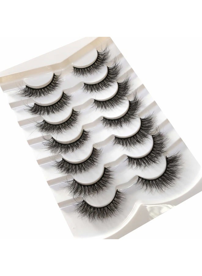 Pooplunch False Eyelashes Cat Eye Wispy Fairy Lashes Natural Volume Short Faux Mink Fake Eye Lash Strips 7 Pairs Pack - Image 5