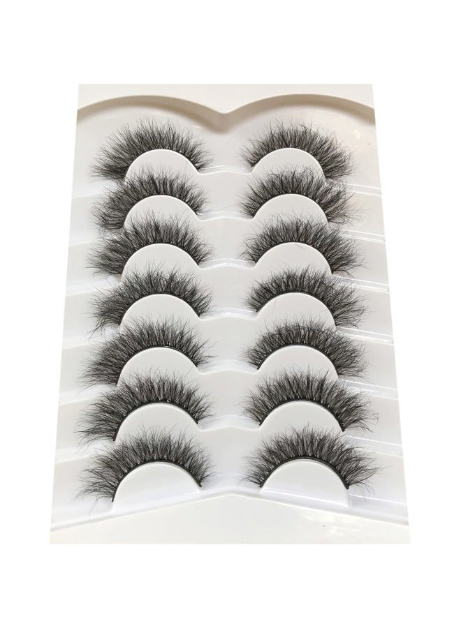 Pooplunch False Eyelashes Cat Eye Wispy Fairy Lashes Natural Volume Short Faux Mink Fake Eye Lash Strips 7 Pairs Pack - Image 2