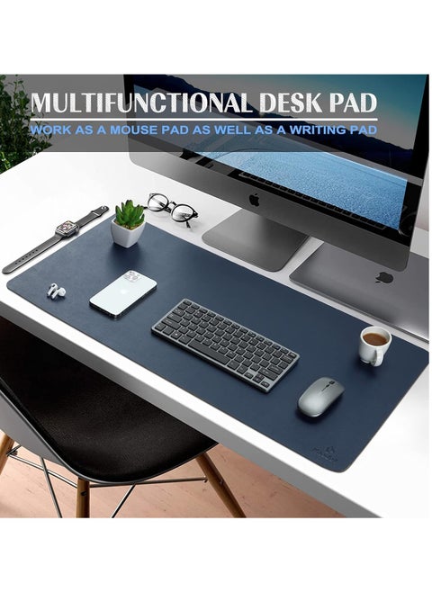 Leather Desk Pad Protector, Dark Blue Large Mouse Pad, Size 800mmX400mm, Non-Slip Computer Mat For Desk, PU Leather Office Desk Mat For Home & Office, Waterproof Laptop Desk Blotter Pad For Keyboard And Mouse, Dark Blue