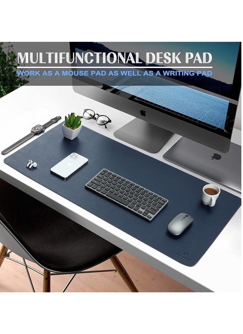 Generic - Leather Desk Pad Protector, Dark Blue Large Mouse Pad, Size 800mmX400mm, Non-Slip Computer Mat For Desk, PU Leather Office Desk Mat For Home & Office, Waterproof Laptop Desk Blotter Pad For Keyboard And Mouse, Dark Blue - Image 1